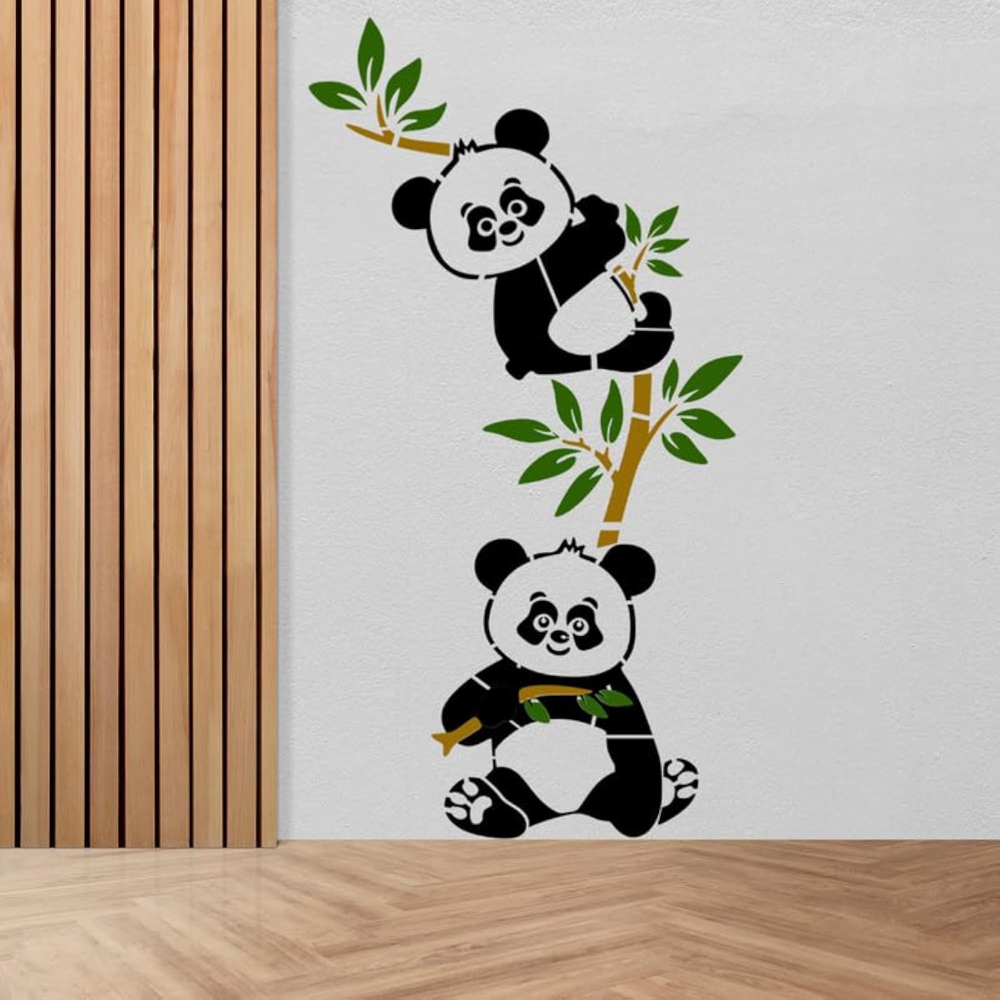 Wall Stencils for Painting, Panda with Bamboo Design